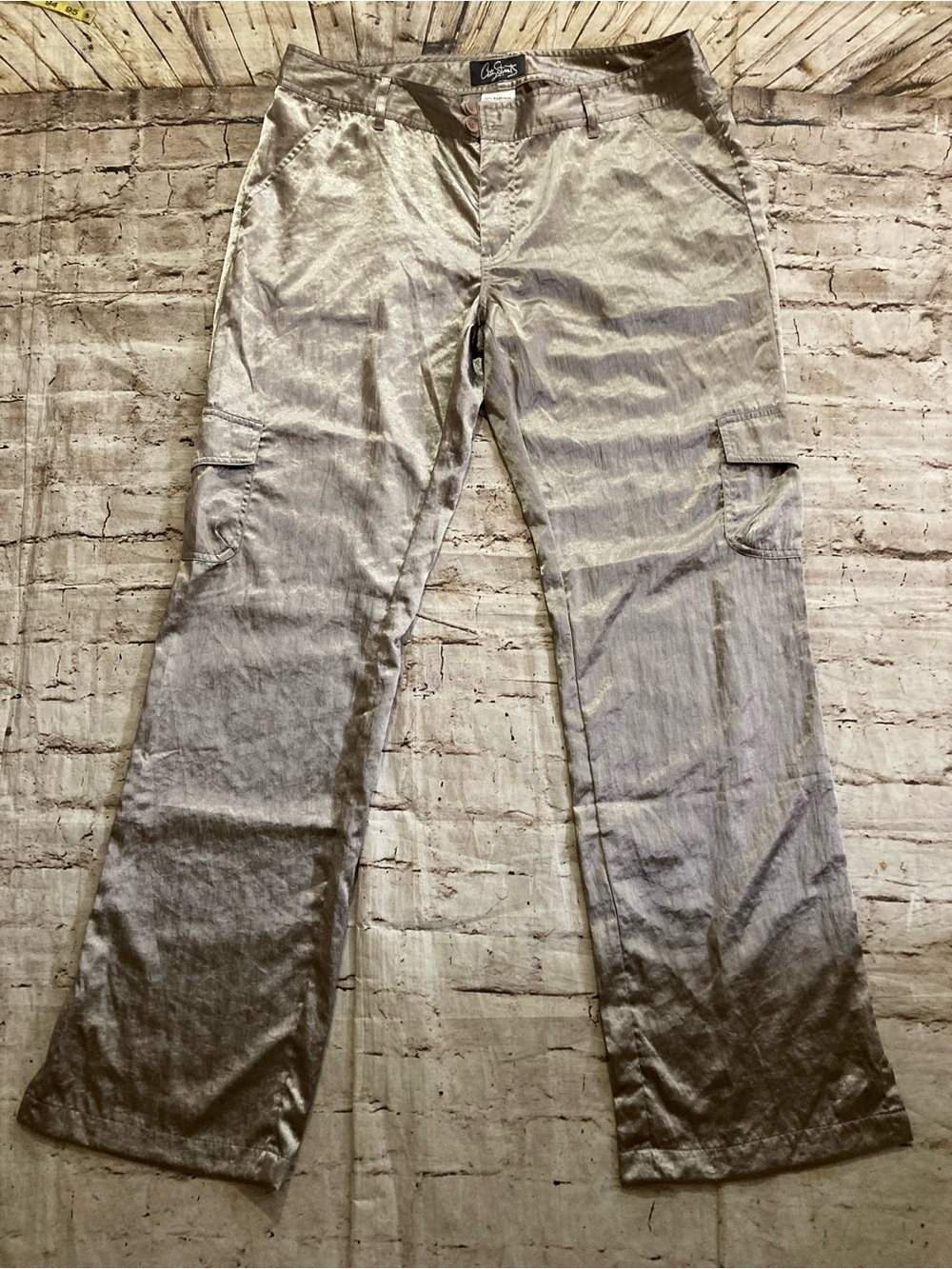 City streets satin light taupe cargo style pants, size 15.
